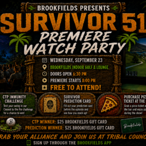 Promo Flyer for Brookfields Survivor Watch Party